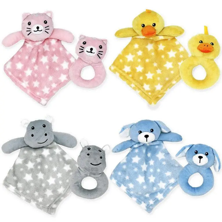 Jesse & Lulu Nunu Animal Plush With Ring Rattle – 2-Piece Gift Set 1