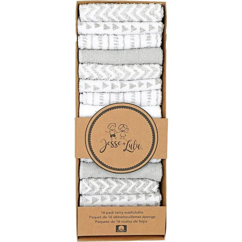 Jesse & Lulu Zigzag Baby Washcloths – 16-Piece Soft Cotton Set 1