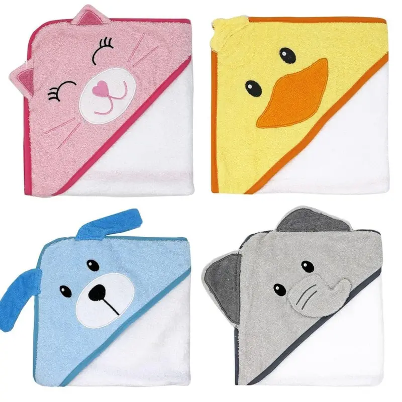Jesse+Lulu Animal Hooded Towel – 100% Cotton Soft Bath Wrap 1