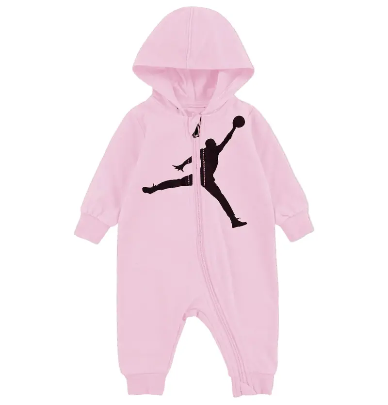 Jordan Baby Girls Hooded Coverall – Pink, Sizes 12–24 Months 1