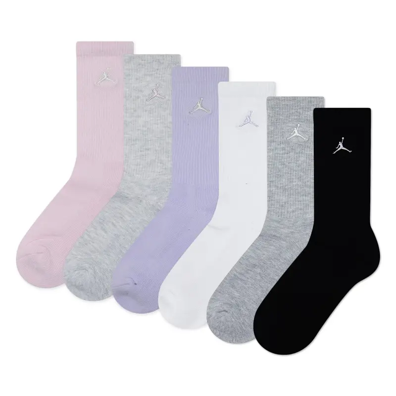 Jordan Pink Crew Socks For Kids – 6-Pack (5–11 Years) 1