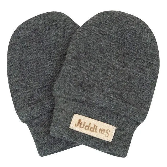 Juddlies Breathe Eze Collection Charcoal Fleck Organic Cotton Scratch Mitts 1