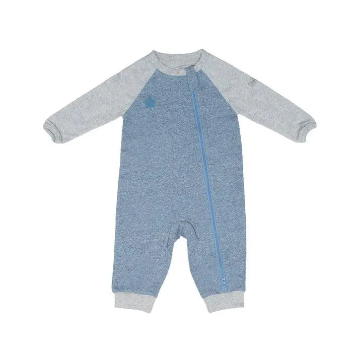 Juddlies Denim Blue Organic Cotton Raglan Playsuit For Babies 1
