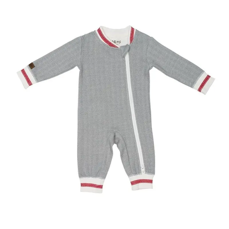 Juddlies Organic Cottage Playsuit – Driftwood Gray 1