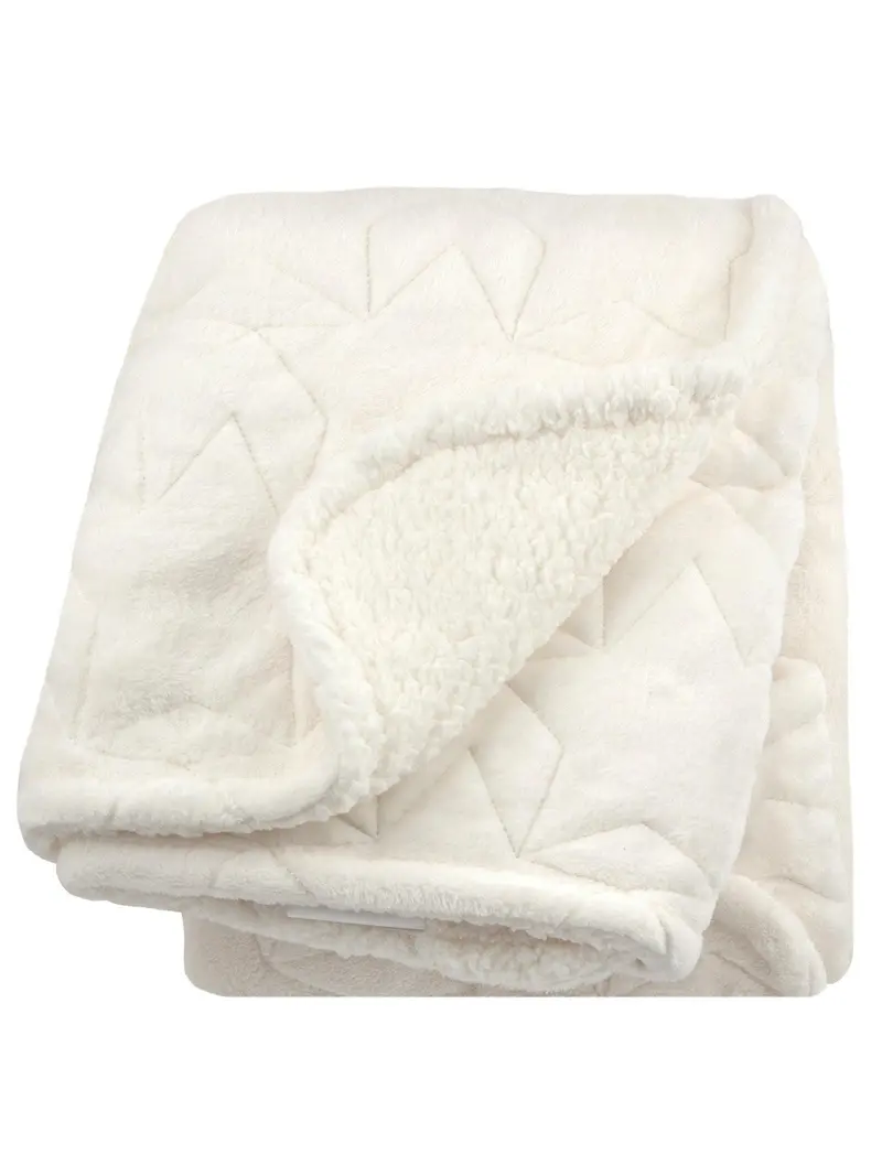 Just Born Neutral Plush Blanket – White Star Pattern 1
