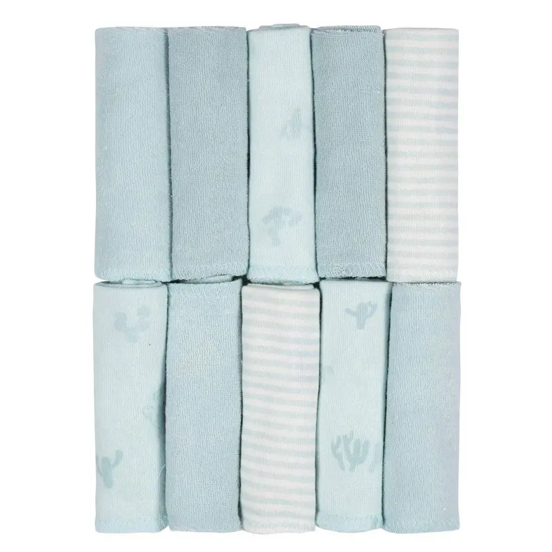 Just Born Vintage Cactus Baby Washcloths – Pack Of 10, 100% Cotton 1