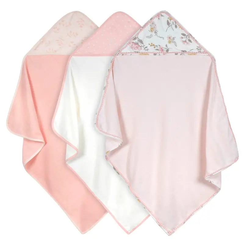 Just Born Vintage Floral Hooded Towels For Baby Girls – 3-Pack 1
