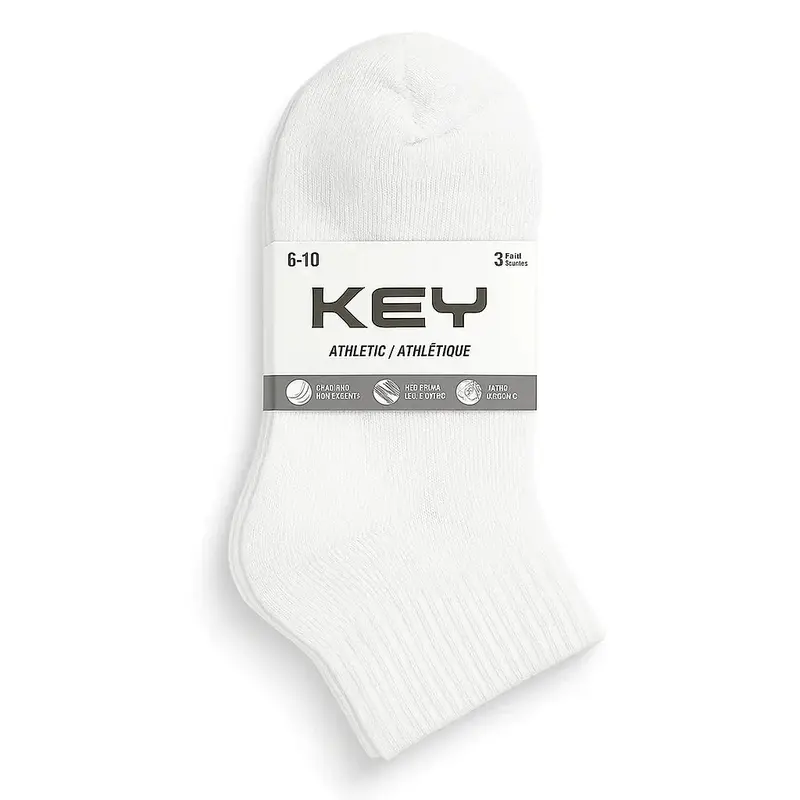 Key Athletic Ankle Socks For Kids – Lightweight Supportive Pack (3 Pairs, Sizes 6–10) 1