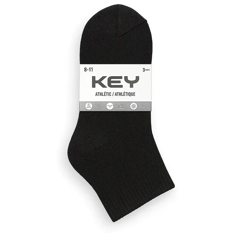 Key Kids Athletic Ankle Socks – 3-Pack, Sizes 8–11 (Style 7411) 1