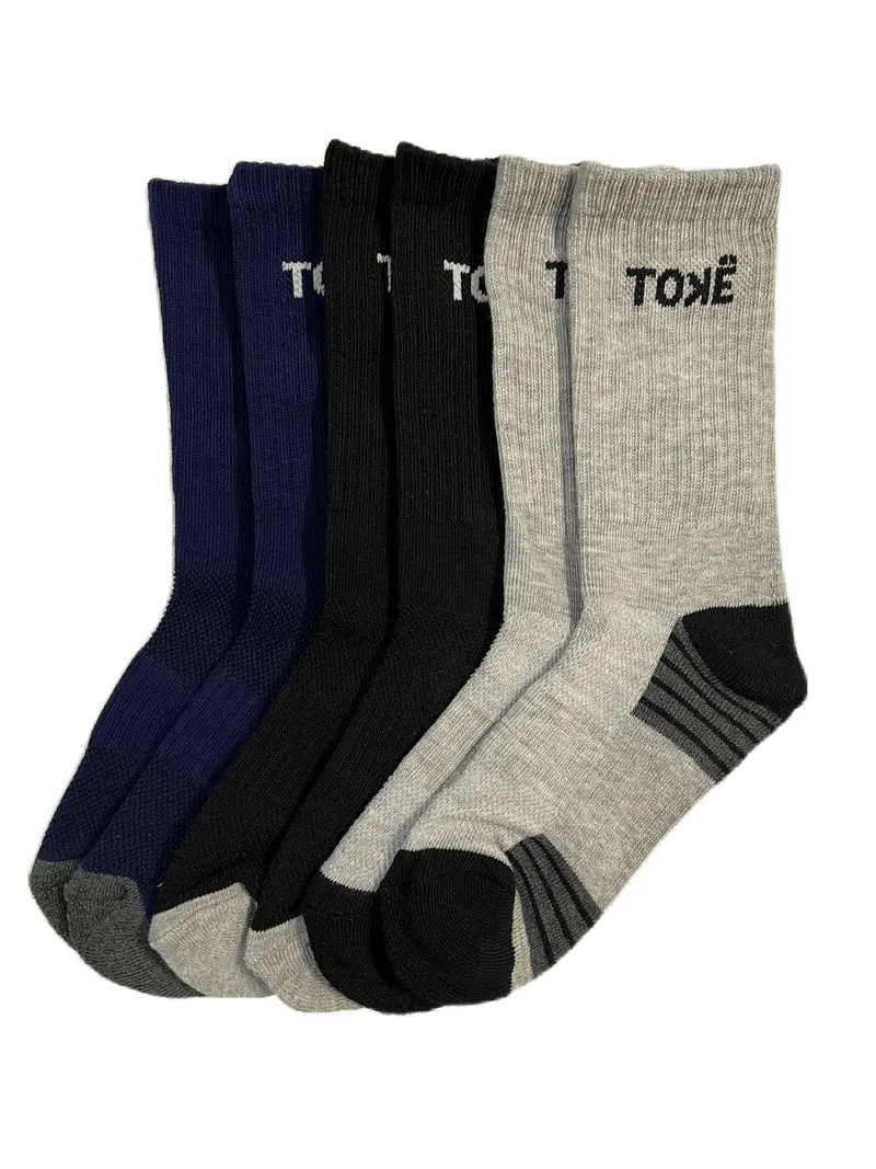 Kids Cotton Performance Crew Socks – 3-Pack, Ages 4–9 1