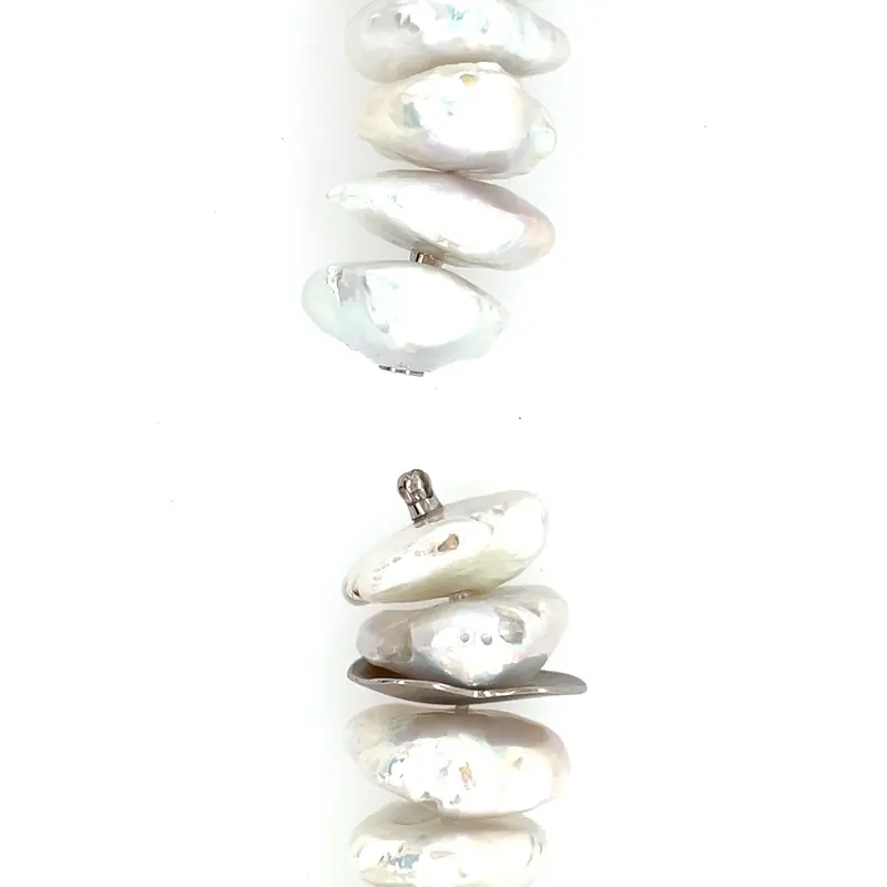 'Kitty' Freshwater Pearl Necklace In 18K Gray Gold With Interchangeable Clasp, Handmade In-House 2
