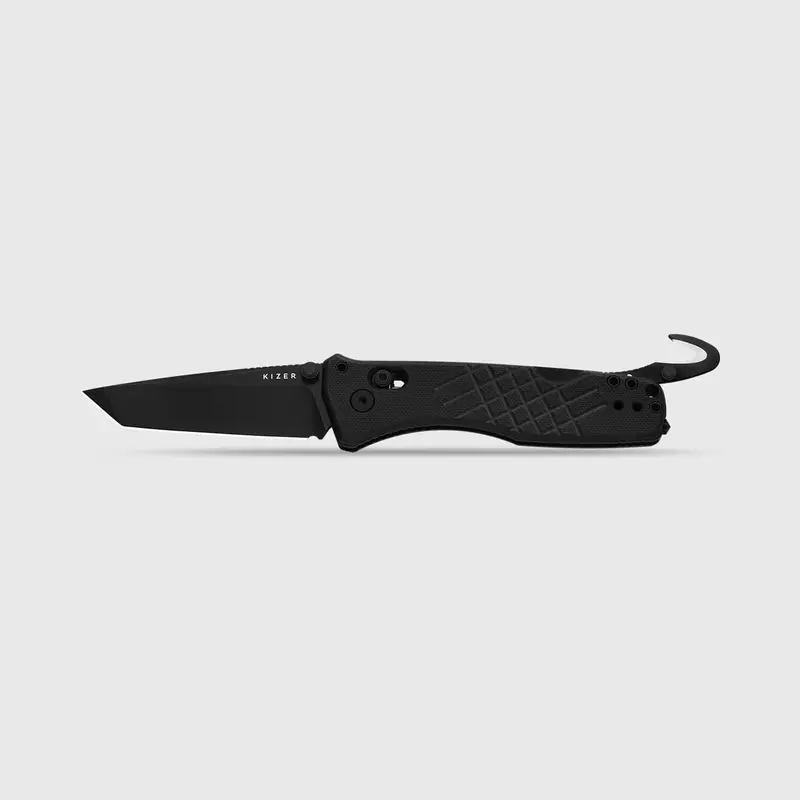Kizer Aegis T Tactical Folder – Aeb-L Tanto Blade, Hook & Glass Breaker, 3.21" 1