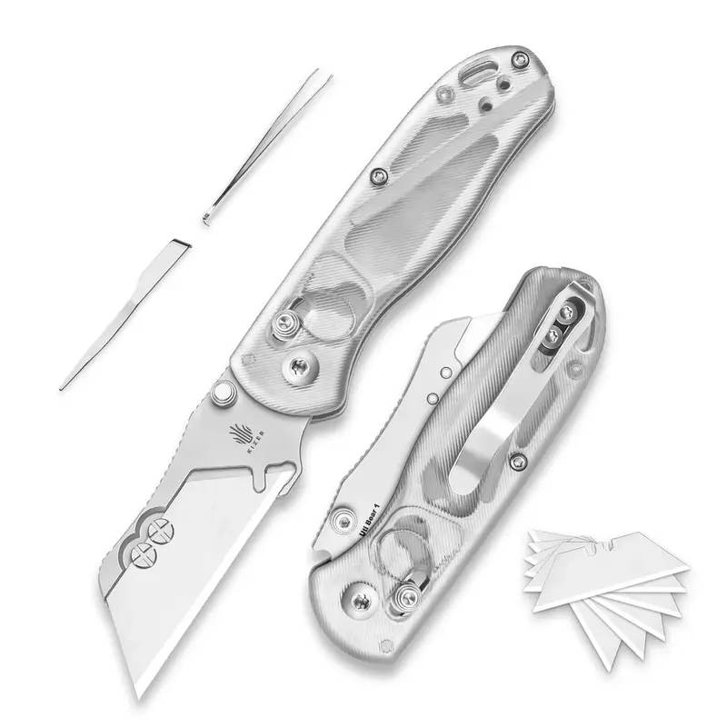 Kizer Drop Bear Ss Utility Knife – Clear Acrylic Handle, Clutch Lock, 2.70" 1