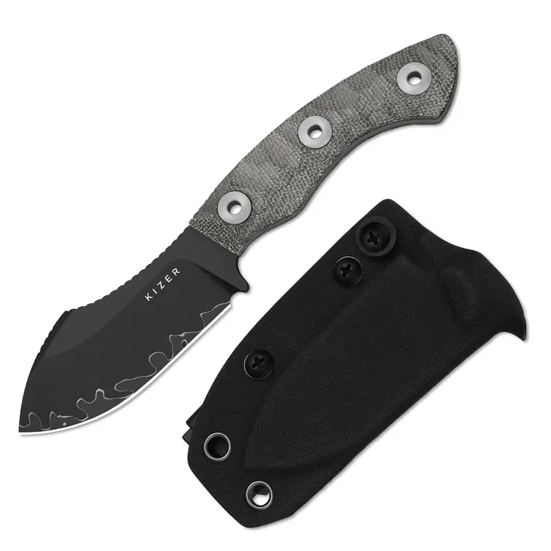 Kizer Rook Fixed Knife: Stainless Steel Blade, Premium Micarta Handle – 3.1" Full Tang 1