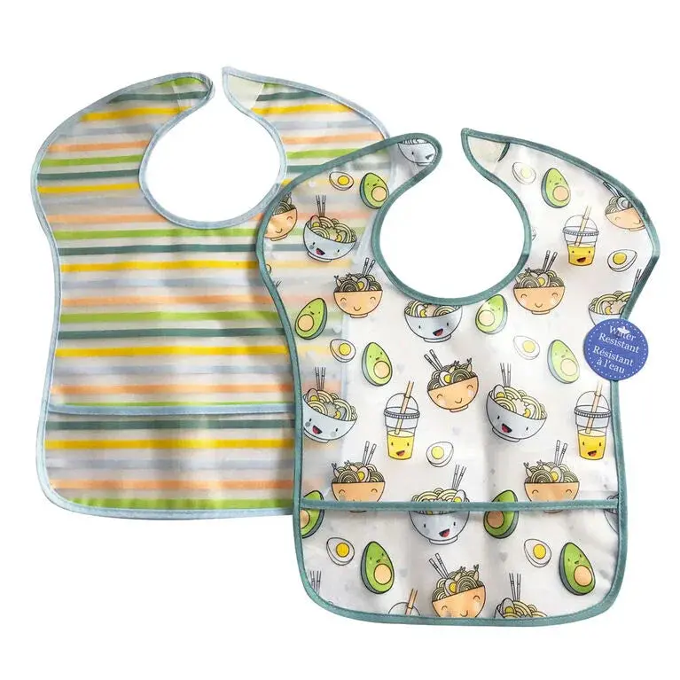 Koala Baby 2-Pack Eva Waterproof Bibs – Veggie Garden & Noodle Bowl Themes 2
