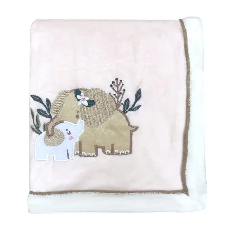 Koala Baby Pink Elephant Mama & Baby Blanket – Two-Tone Appliqué 1