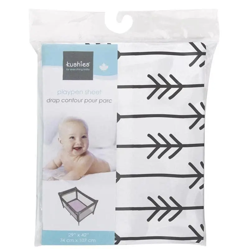Kushies Black & White One Direction Flannel Playard Sheet – Stylish Nursery Linen 1