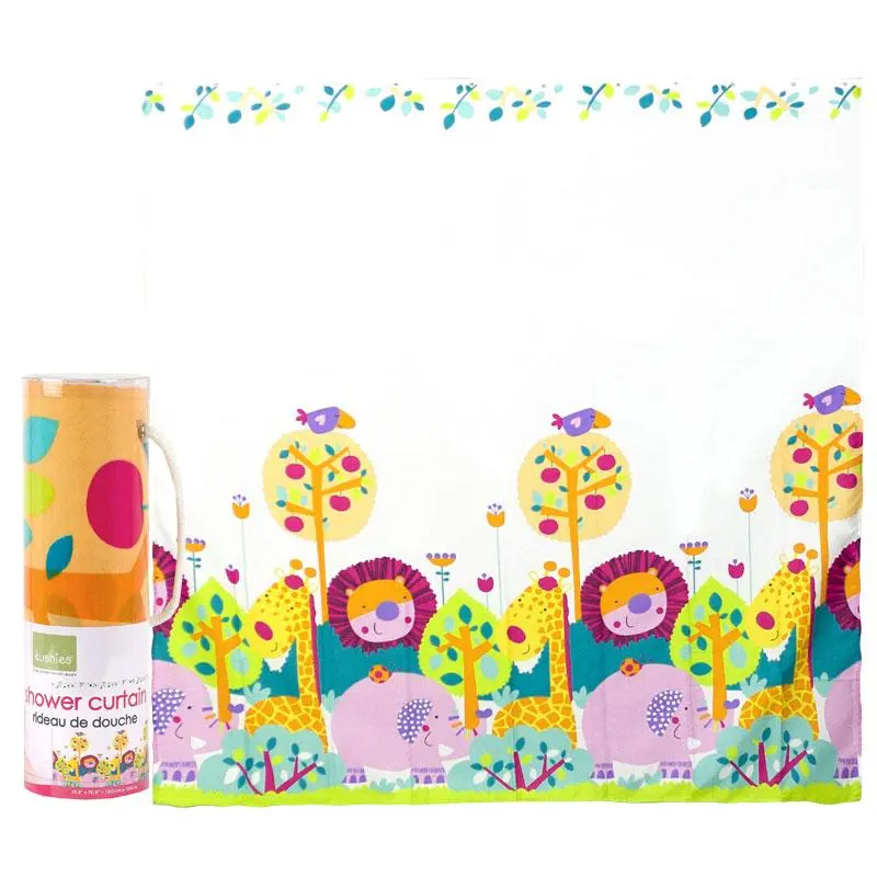 Kushies Jungle-Themed Shower Curtain For Kids’ Bathrooms 1