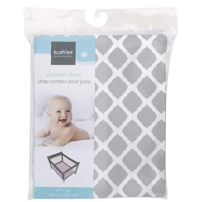 Kushies Lattice Grey Flannel Playard Sheet 1
