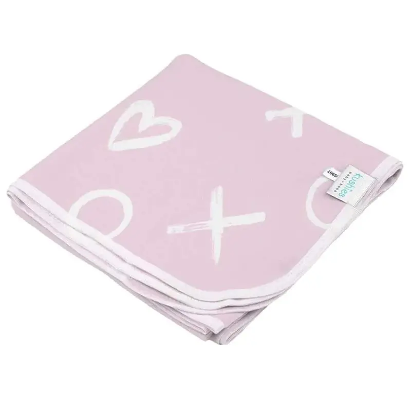 Kushies Pink Xo Flannel Receiving Blanket 1