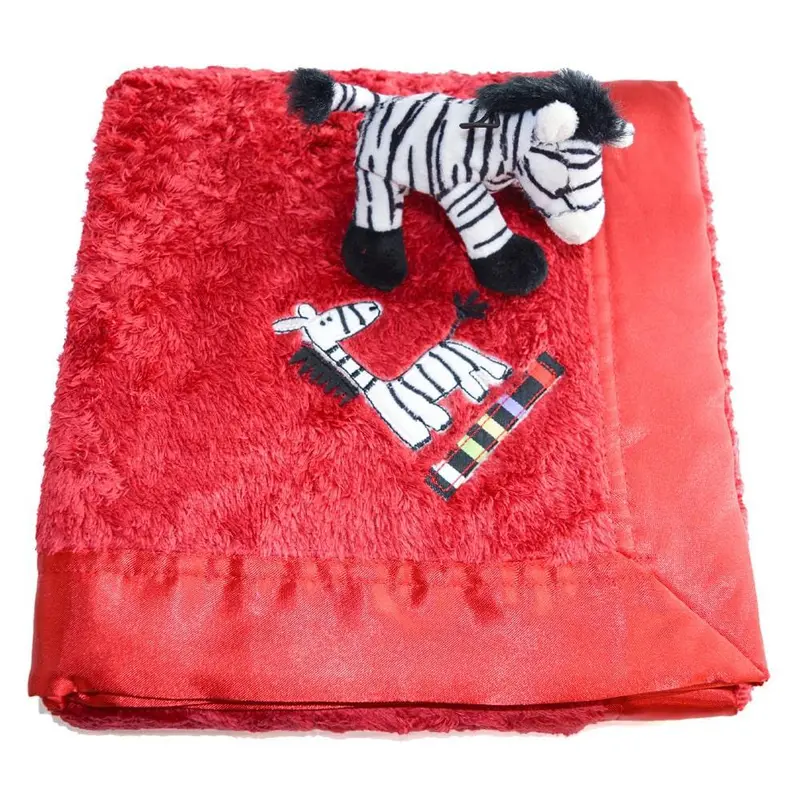 Kushies Plush Sherpa Blanket For Babies – Red Zebra Design 1