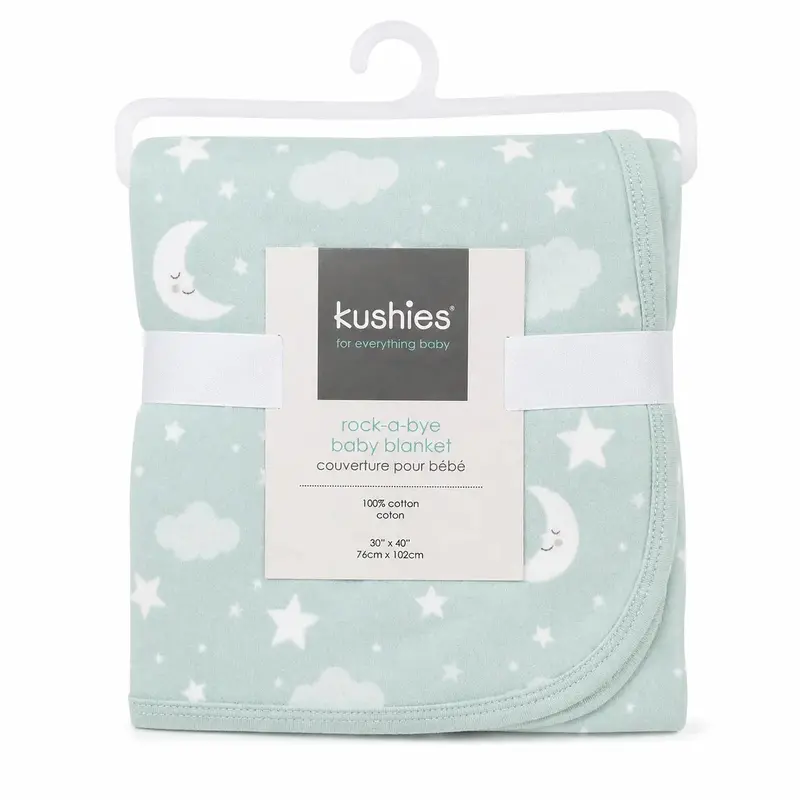 Kushies Rock-A-Bye Receiving Blanket In Sea Foam 1