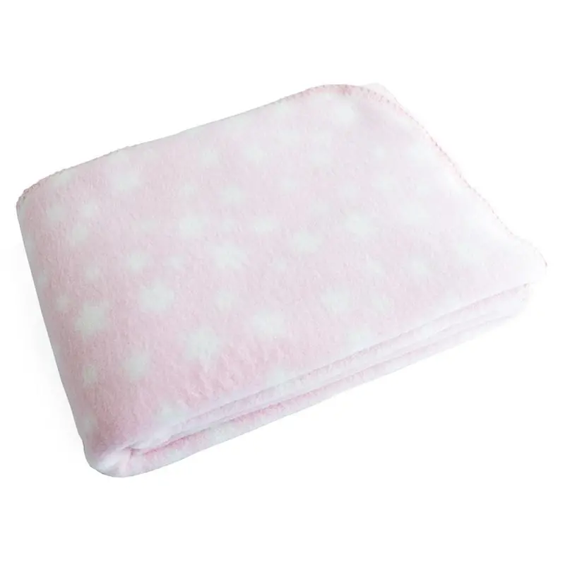 Kushies Soft Fleece Baby Blanket – Light Pink Star Pattern 1