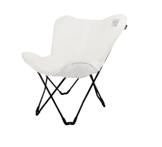 Kzm Cream-Colored Mesh-Back Folding Chair 1