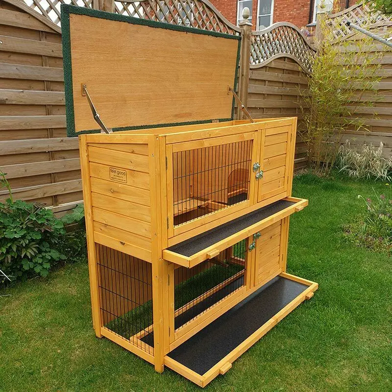 Large Two-Tier Hutch For Rabbits, Guinea Pigs, Ferrets – Outdoor Run + Indoor Cage 1