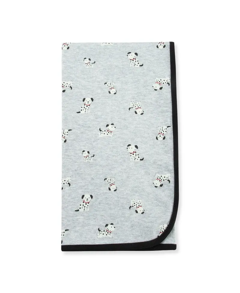 Little Me Dalmatian-Print Grey Receiving Blanket – Lightweight Cotton Swaddle 1