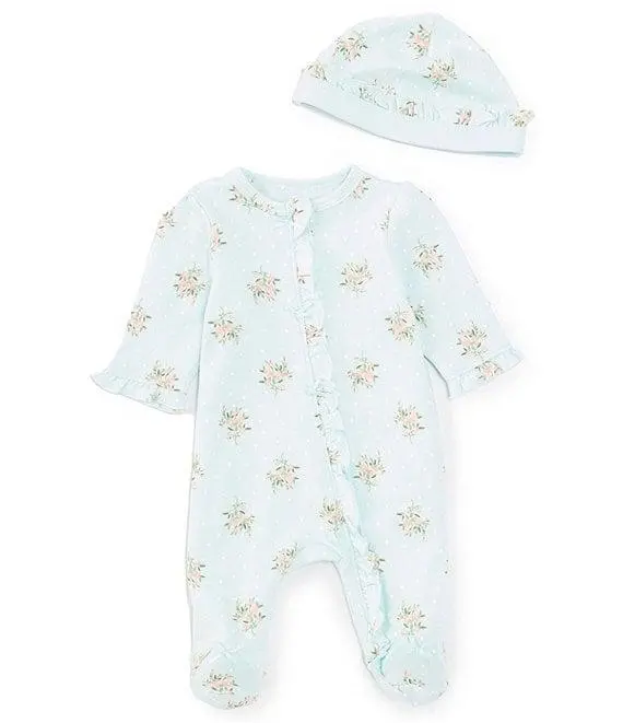 Little Me Floral Print Footie For Preemie To 9-Month-Old Girls 1