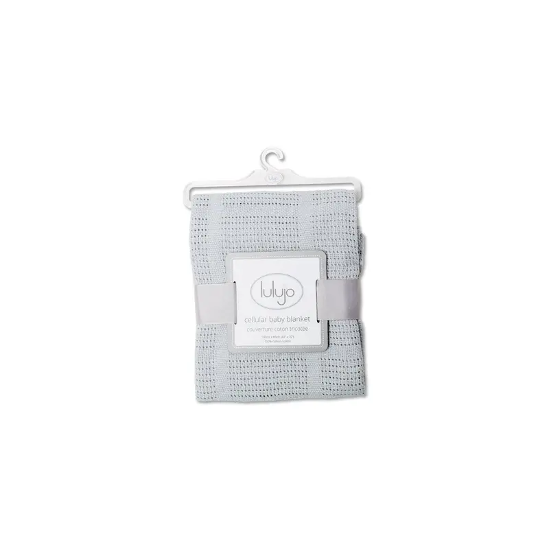 Lulujo Premium Cellular Cotton Blanket – Soft Grey, Lightweight Breathable Fabric 1