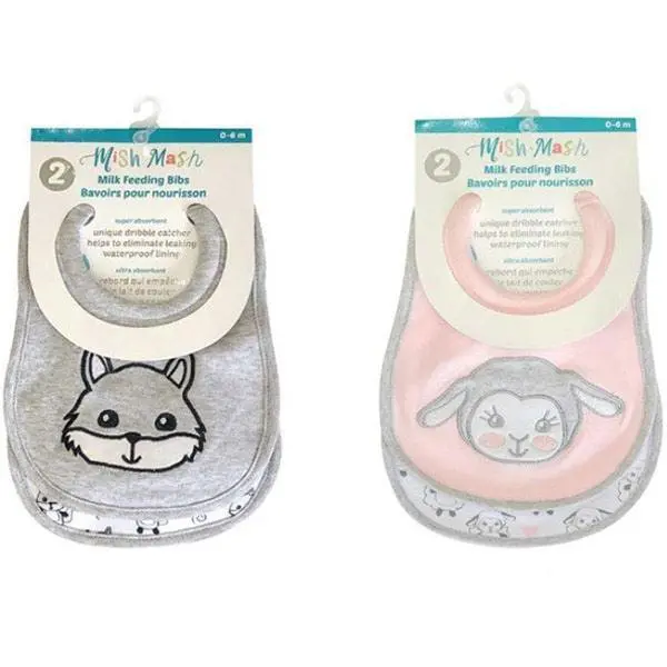 Mish Mash 2-Pack Newborn Milk-Feeding Bibs – Leak-Resistant Jersey Fabric 1