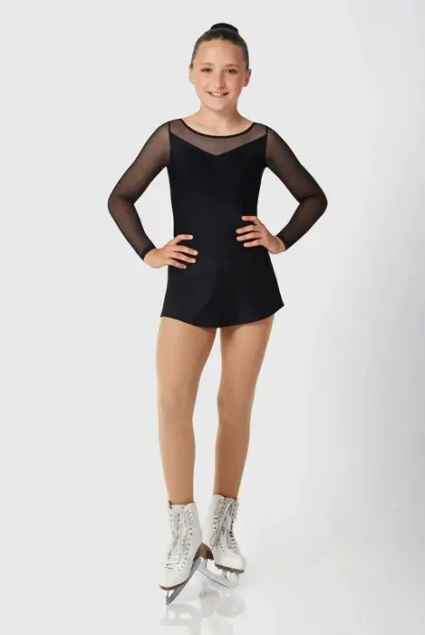Mondor Shiny Black Nylon Performance Dress For Gymnasts (Sizes 10–12) 1