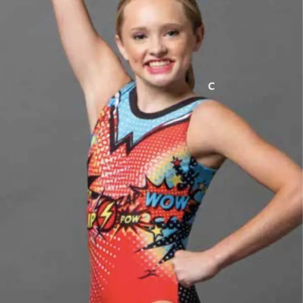Motion Wear Sublimated Gymnastics Leotard – Comic Crazy Print 1