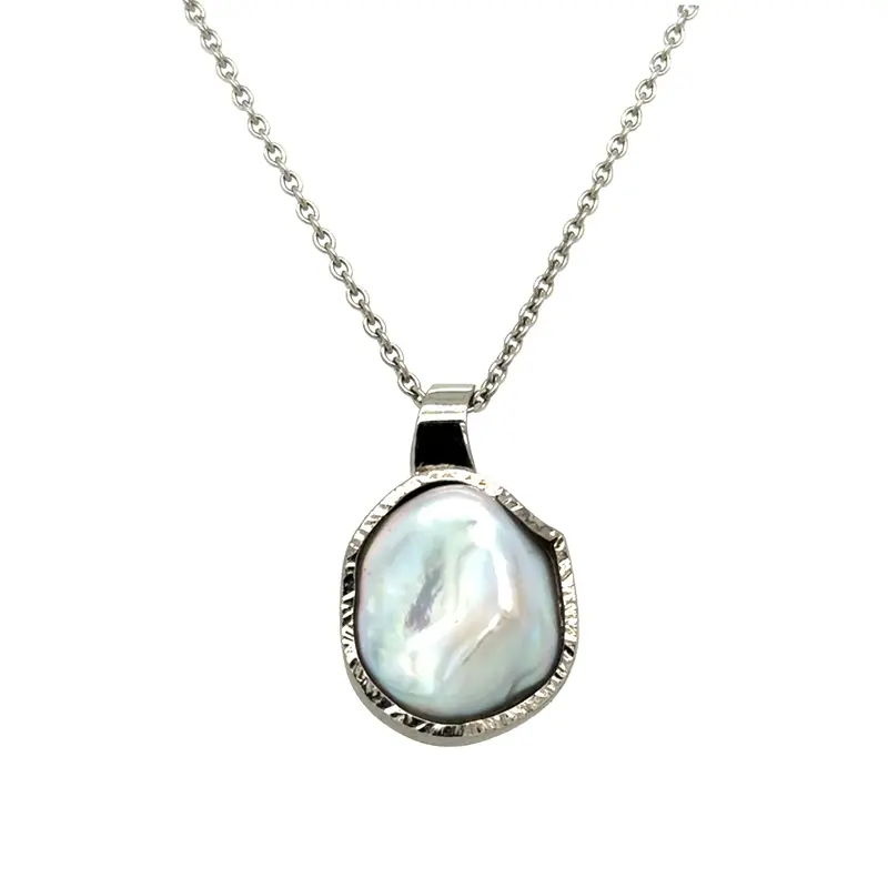 'Mountain Range' Freshwater Pearl Pendant In Platinum 1