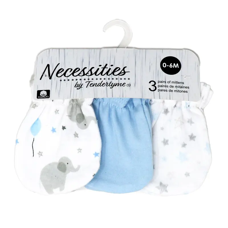 Necessities By Tendertyme Anti-Scratch Baby Mittens – 3-Pack, 100% Organic Cotton (0–6 Months) 1