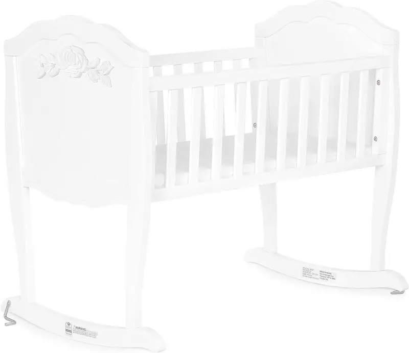 New Zealand Pine Wood Rose Cradle In White – Dream On Me 1