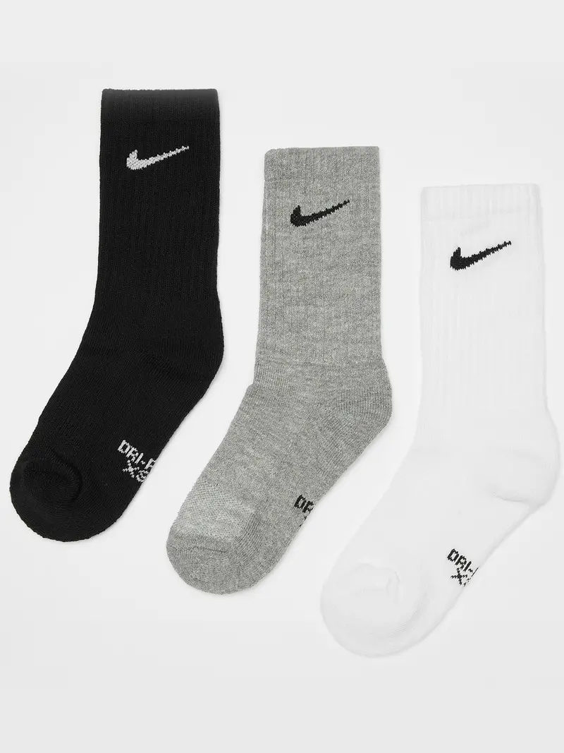 Nike Dri-Fit Cushioned Crew Socks – Solid Color, 6-Pack (Sizes 4–5 Years) 1