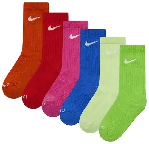 Nike Dri-Fit Kids Crew Socks – Barely Volt, 6-Pack (Sizes 5–7 Years) 1