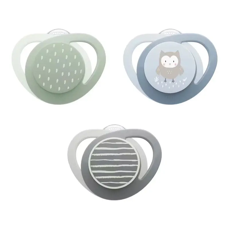 Nuk Next Generation Classic Pacifier – Stage 1 (0–6 Months), Blue Owl Design (3-Pack) 1