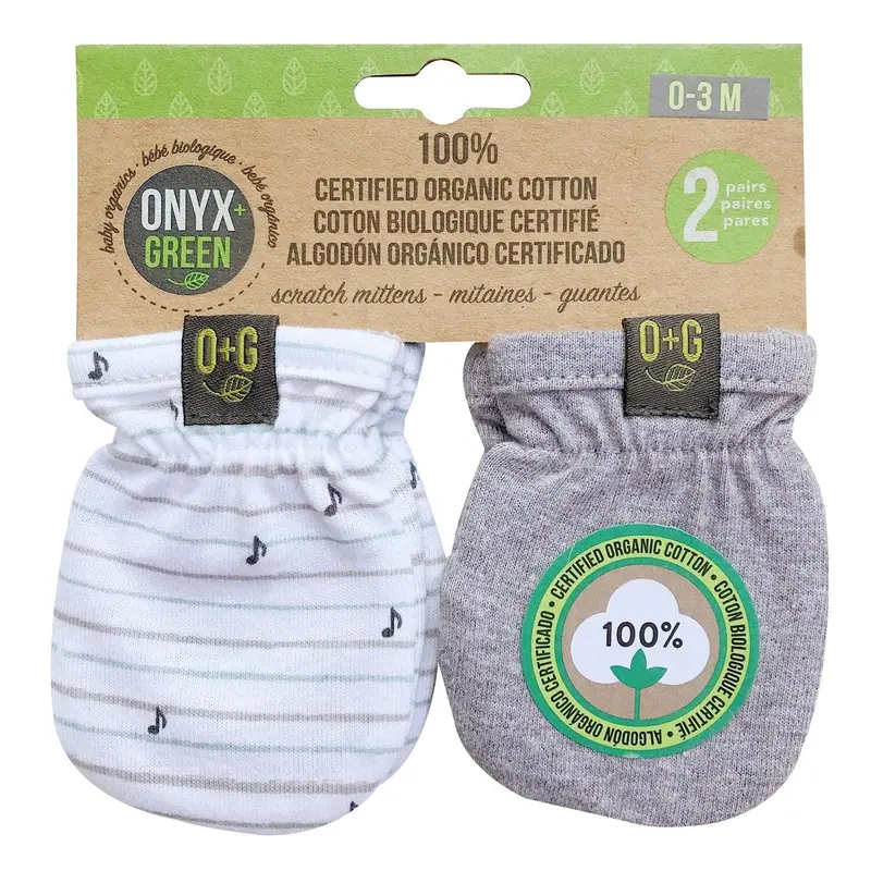 Onyx & Green Organic Anti-Scratch Mittens – 2-Pair Infant Set 2