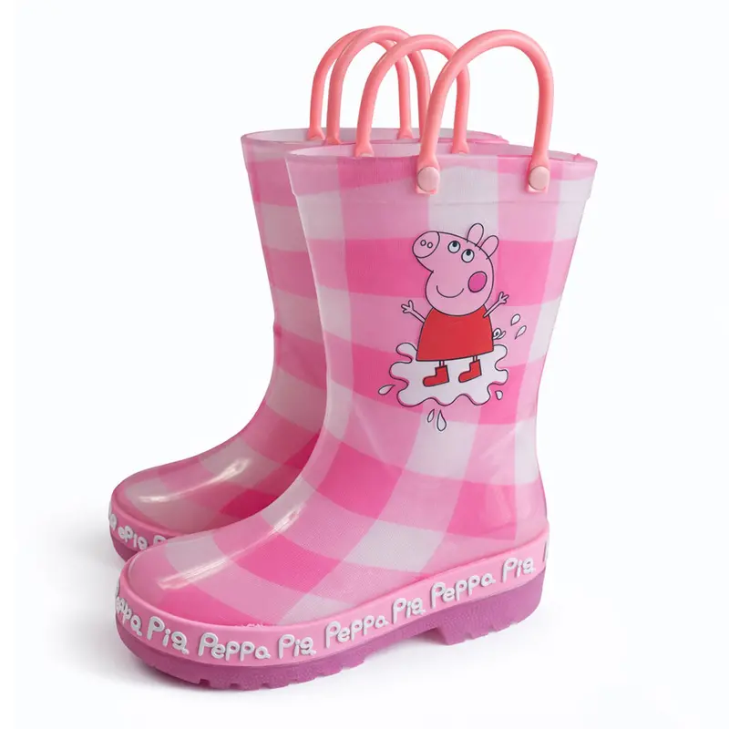 Peppa Pig Light-Up Rain Boots – Pink Plaid Design With Led Soles (6T–11T) 1