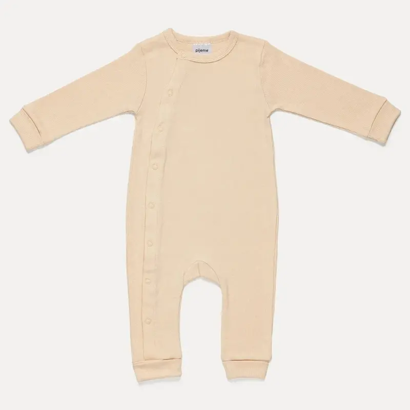 Pijeme Organic Cotton Rib-Knit Romper – Fold-Over Cuffs For Newborns & Toddlers 1