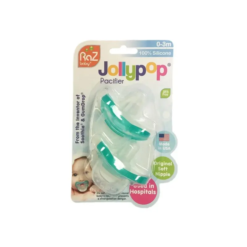 Raz Baby Jollypop Pacifier 2-Pack – Green, 0–3 Months 1