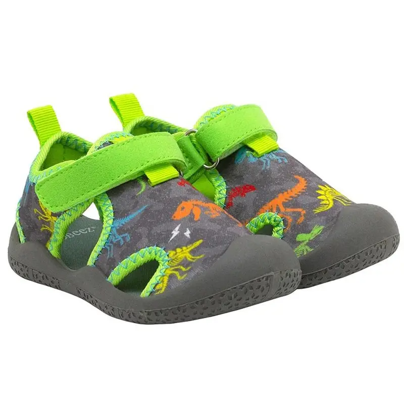Robeez Dinosaur-Print Water Shoes For Babies & Toddlers – Grey/Green 1