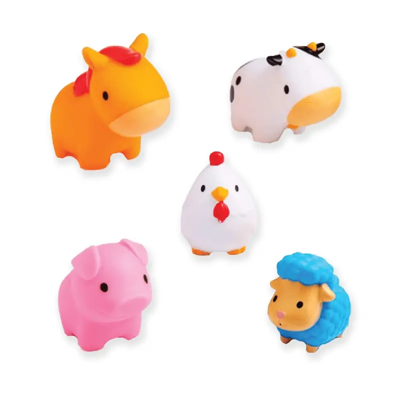 Rose Textiles Farm Animal Themed Bath Toy Set – 5 Pieces 1