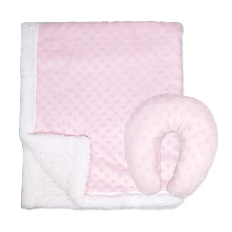 Rose Textiles Popcorn Sherpa Blanket With Neck Pillow Combo 1