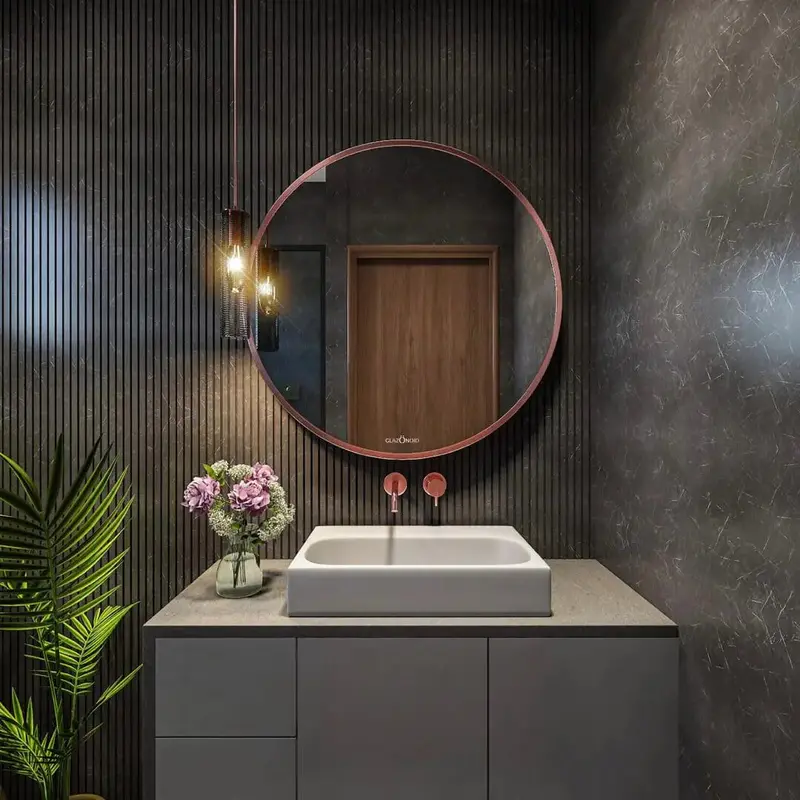 Round Mirror With Stainless Steel Corrosion-Resistant Frame 1