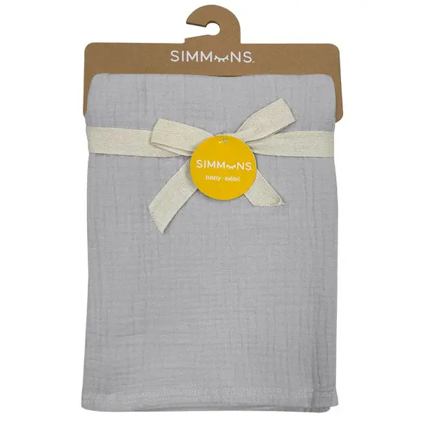 Simmons Premium 4-Ply Muslin Swaddle Blanket – Extra-Soft, Lightweight 30" X 40" 1
